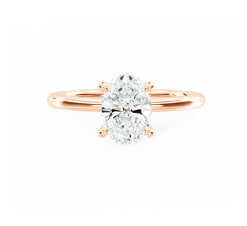 Classic high setting ring OV 0.5ct in rose gold