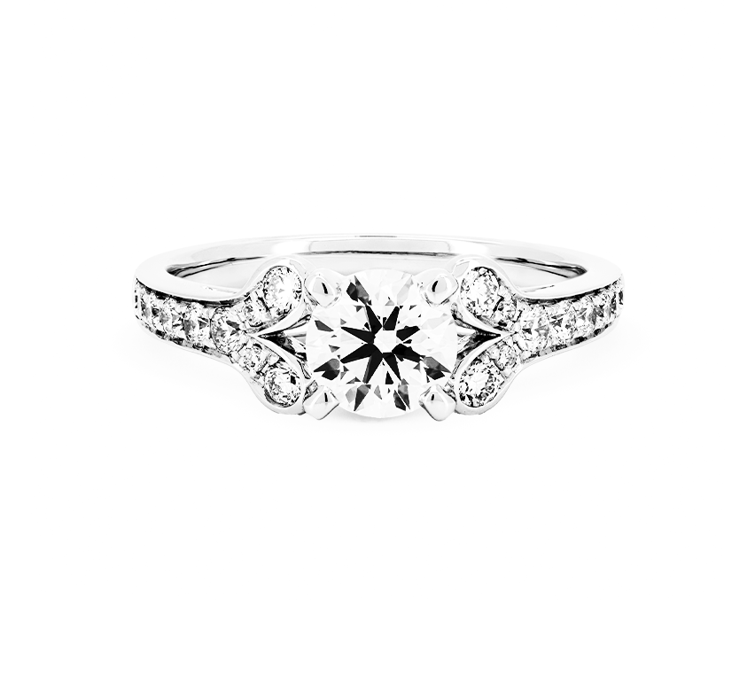 Ballerina ring RD 0.72 F VVS1 IGI in white gold