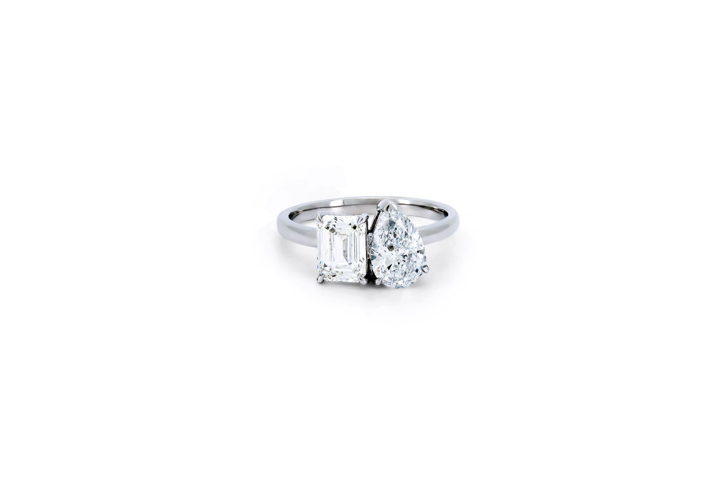 Double promise ring EM PE total 2 E VVS2 in white gold