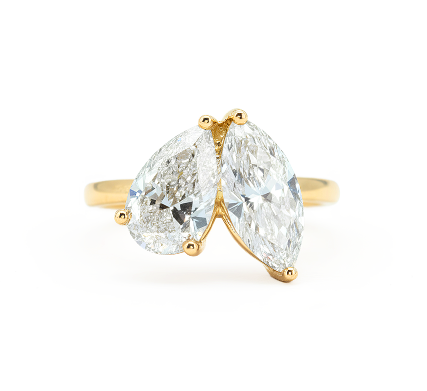 Double promise ring MA PE total 3ct in yellow gold