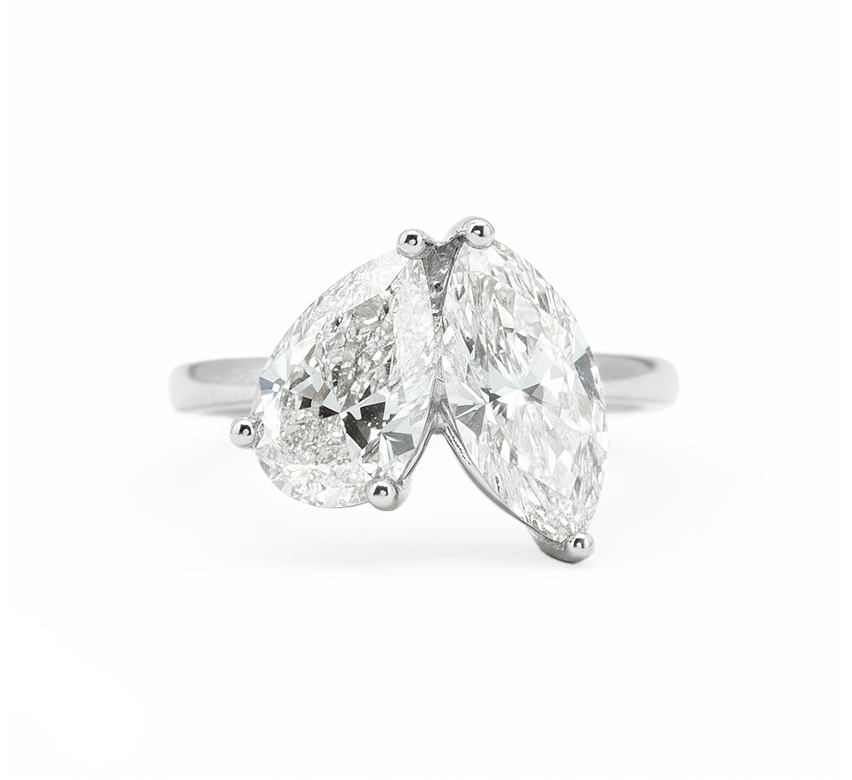 Double promise ring MA PE total 4ct in white gold