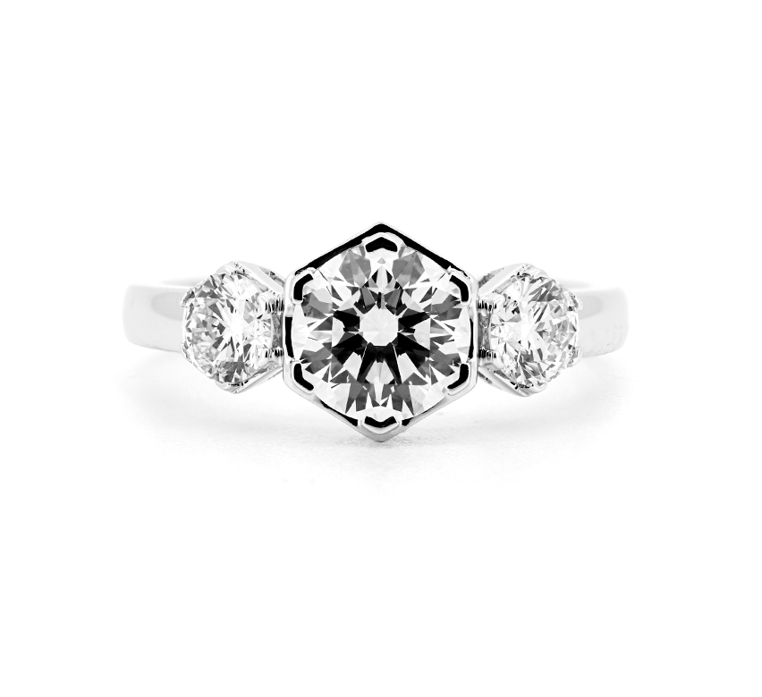 Trilogy bee hive ring RD 1.07 F VVS1 IGI in white gold