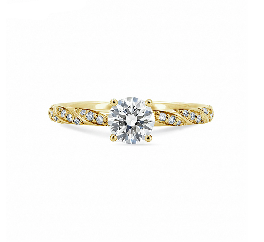 Twisting vine ring RD 0.3 in yellow gold