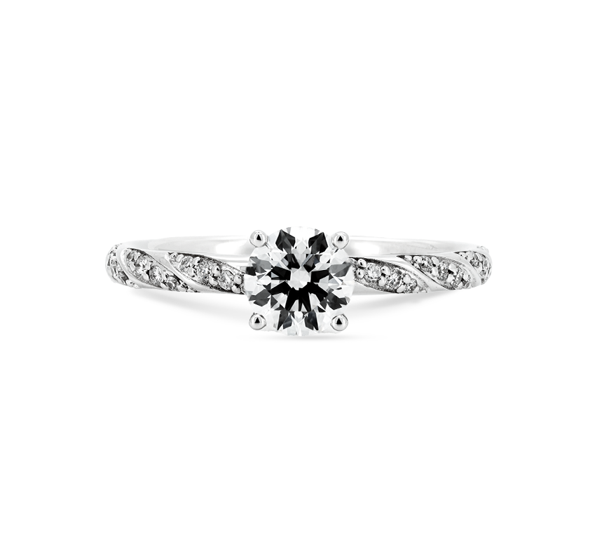 Twisting vine ring RD 0.4 in white gold