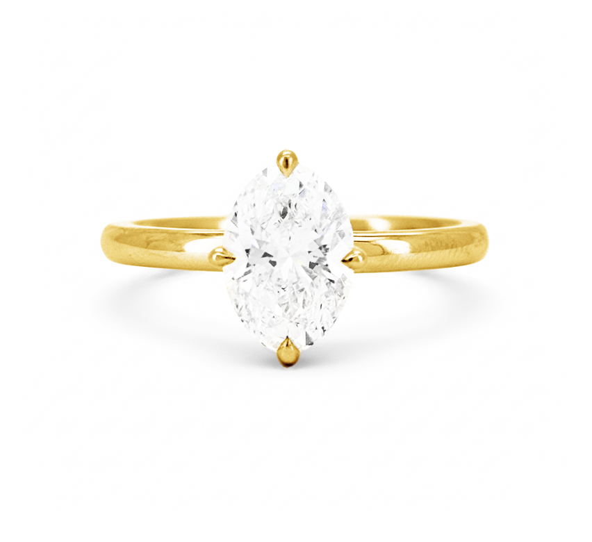 North south cathedral ring OV 1.08 D VVS2 IGI in yellow gold