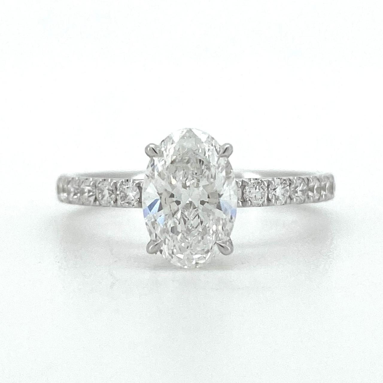 Simple half pave ring OV 1.01 D VVS2 IGI in white gold