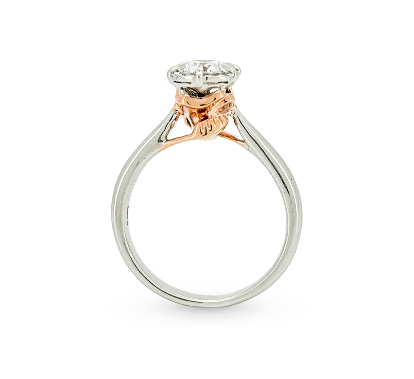 High rose ring RD 0.55 D VVS1 IGI in mix gold