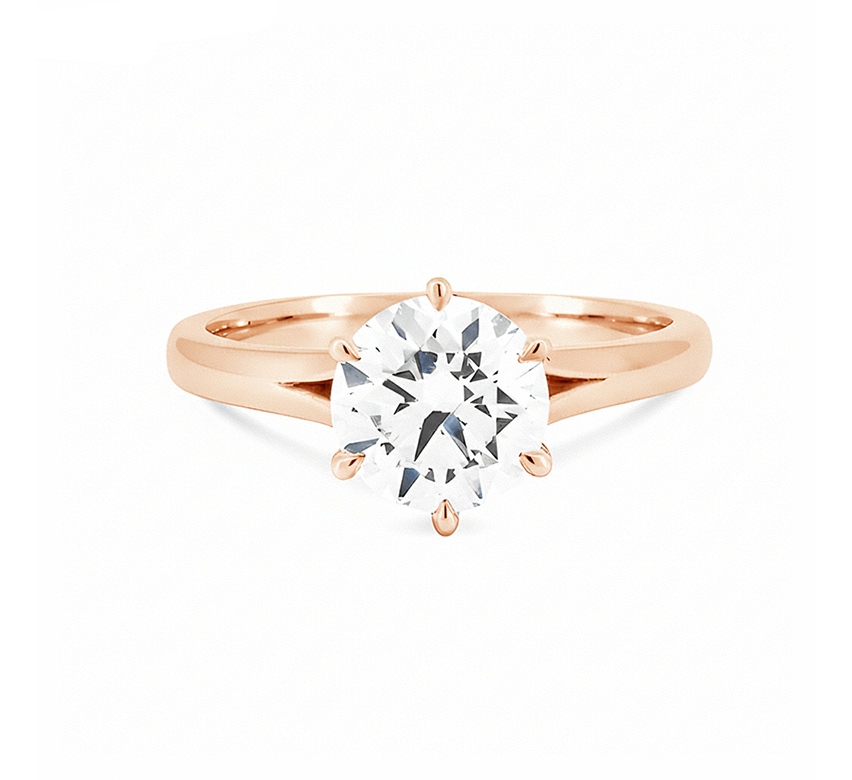 6 prong branching band ring RD 0.5 in rose gold