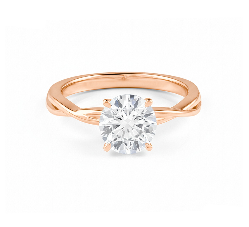 Plain twist ring RD 1.34 D VVS2 IGI in rose gold