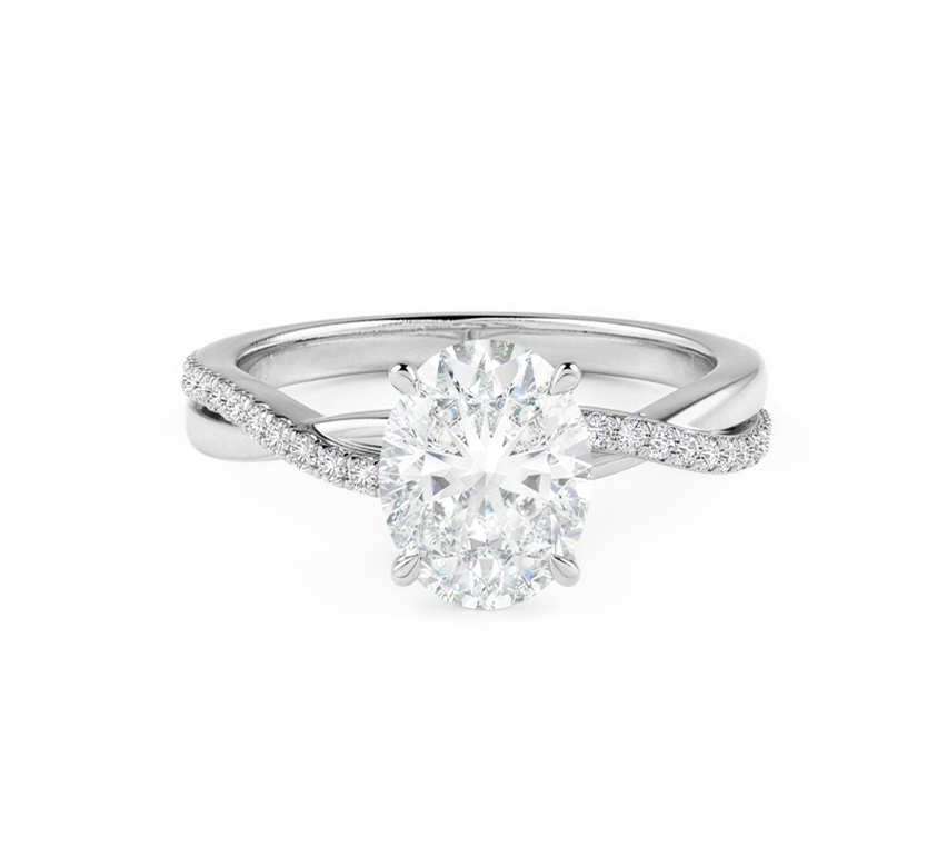 Twisting vine OV 0.80 D VS1 IGI in white gold