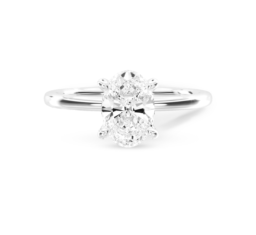 Classic 4 prong high setting with hidden halo OV 1.03 D VS1 IGI in white gold