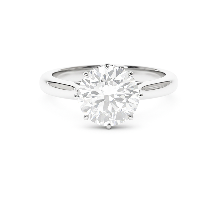 Crown 8 prongs ring RD 2.21 D VVS2 IGI in white gold