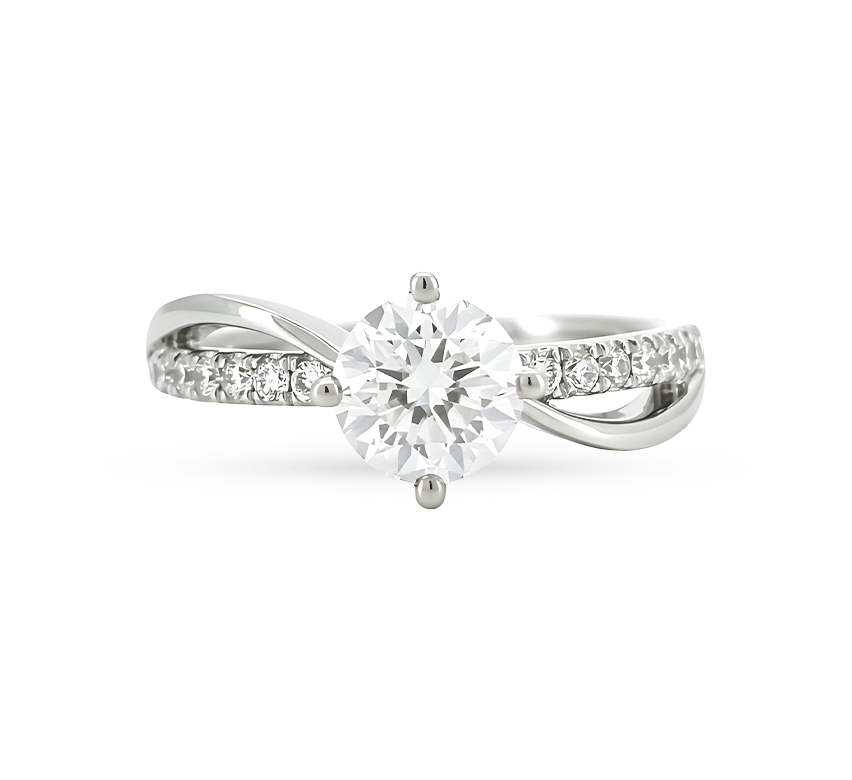 Wave pave ring RD 1 D VS1 IGI in white gold