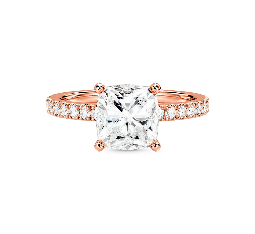 Classic pave ring PR 0.93 D VVS2 IGI in rose gold