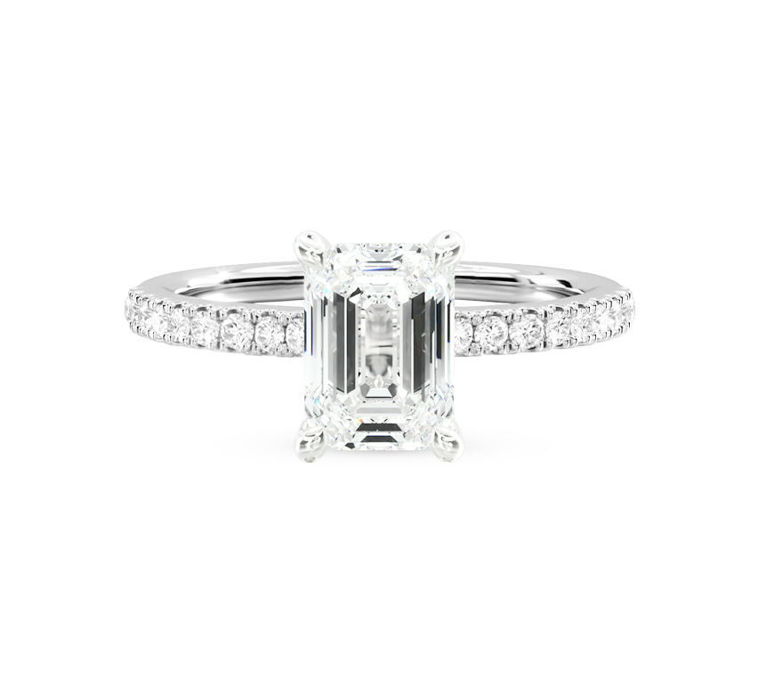 Half pave high setting ring EM 1.03 D VS2 IGI in white gold