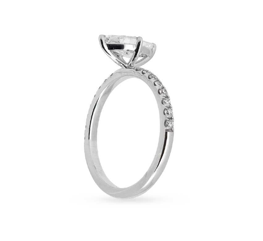 Half pave high setting ring MA 1.01 D VVS2 IGI in white gold
