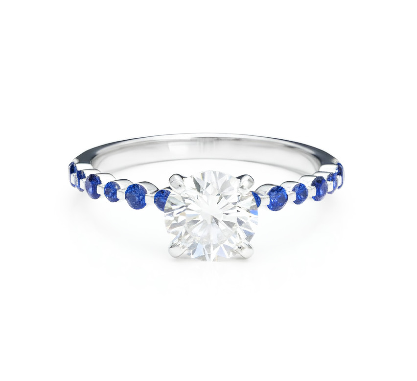Floating sapphire pave ring RD 1 D VVS1 IGI in white gold