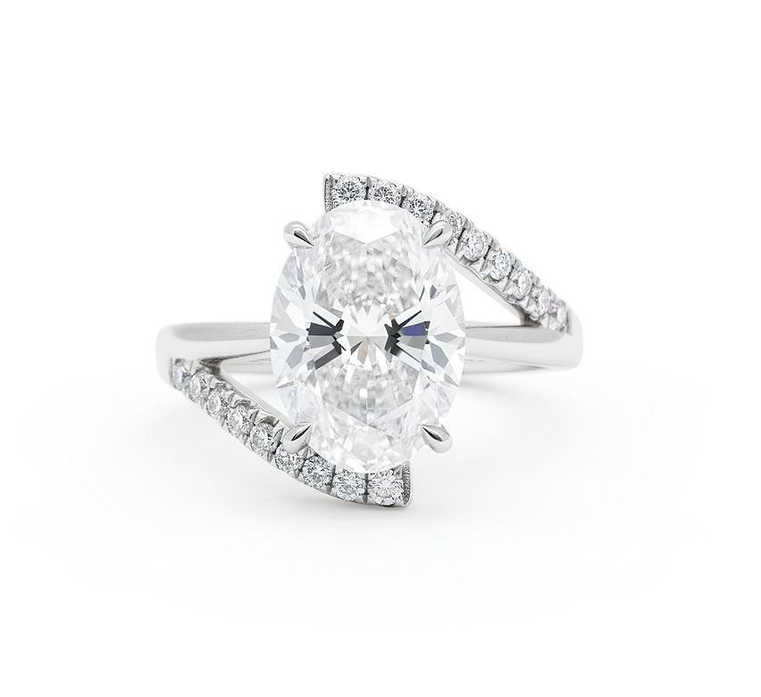 Oval diagonal ring OV 3.09 D VVS2 IGI in white gold