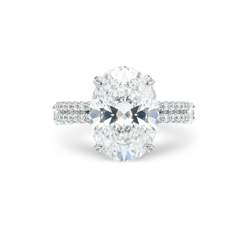 2 row micropave ring OV 5.03 D VVS2 in white gold