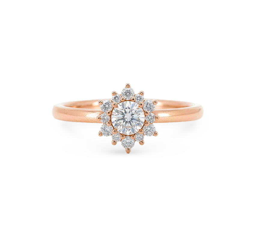 Flower series set E rings in rose gold