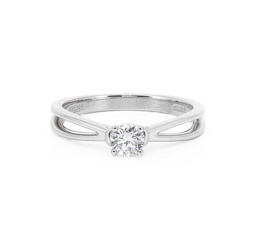 Plain twist ring C RD 0.2ct in white gold