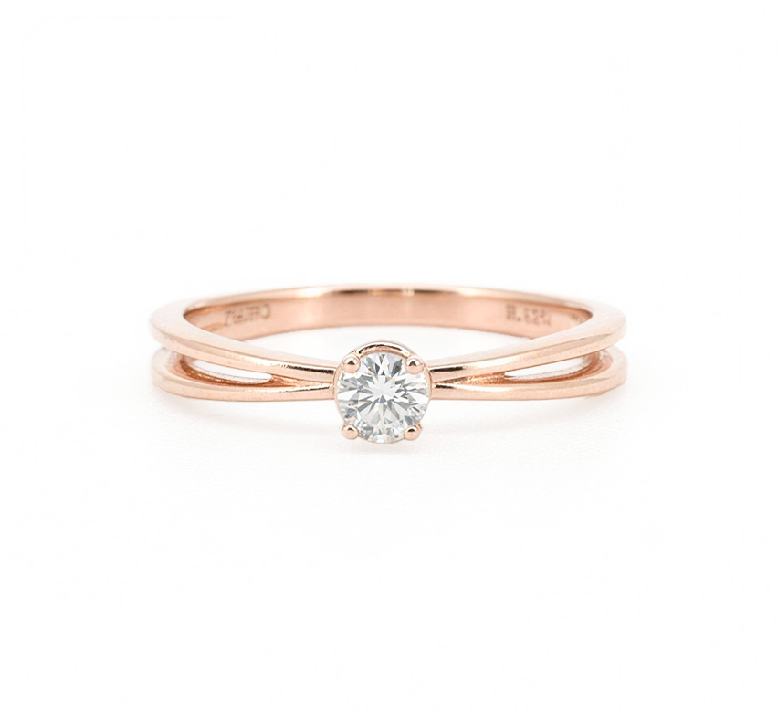 Plain twist ring D RD 0.1ct in rose gold