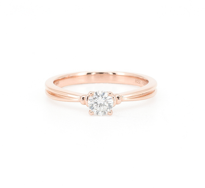 Plain twist ring F RD 0.2ct in rose gold