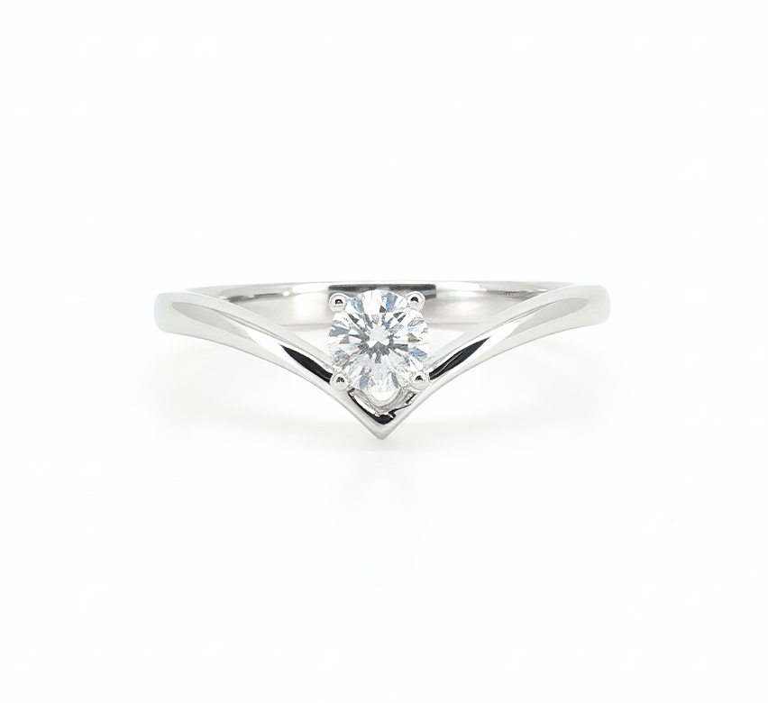 Plain ring C RD 0.3ct in white gold