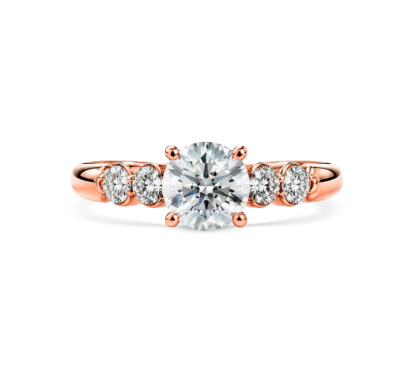 Floating pave cathedral ring RD 0.4ct in rose gold