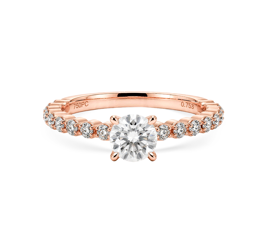 Cathedral floating pave ring RD 0.4ct in rose gold