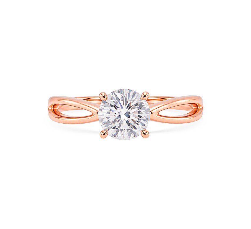 Double plain band ring RD 0.95 D VVS2 IGI in rose gold