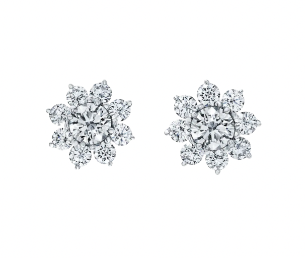 Sunflower earrings in white gold