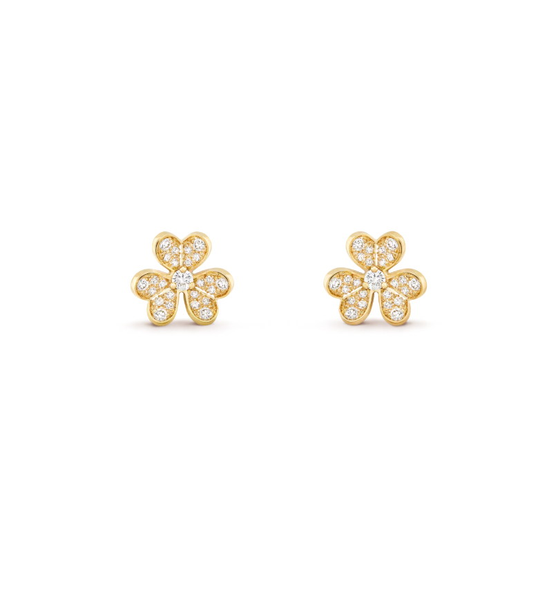 3 clover earrings in gold