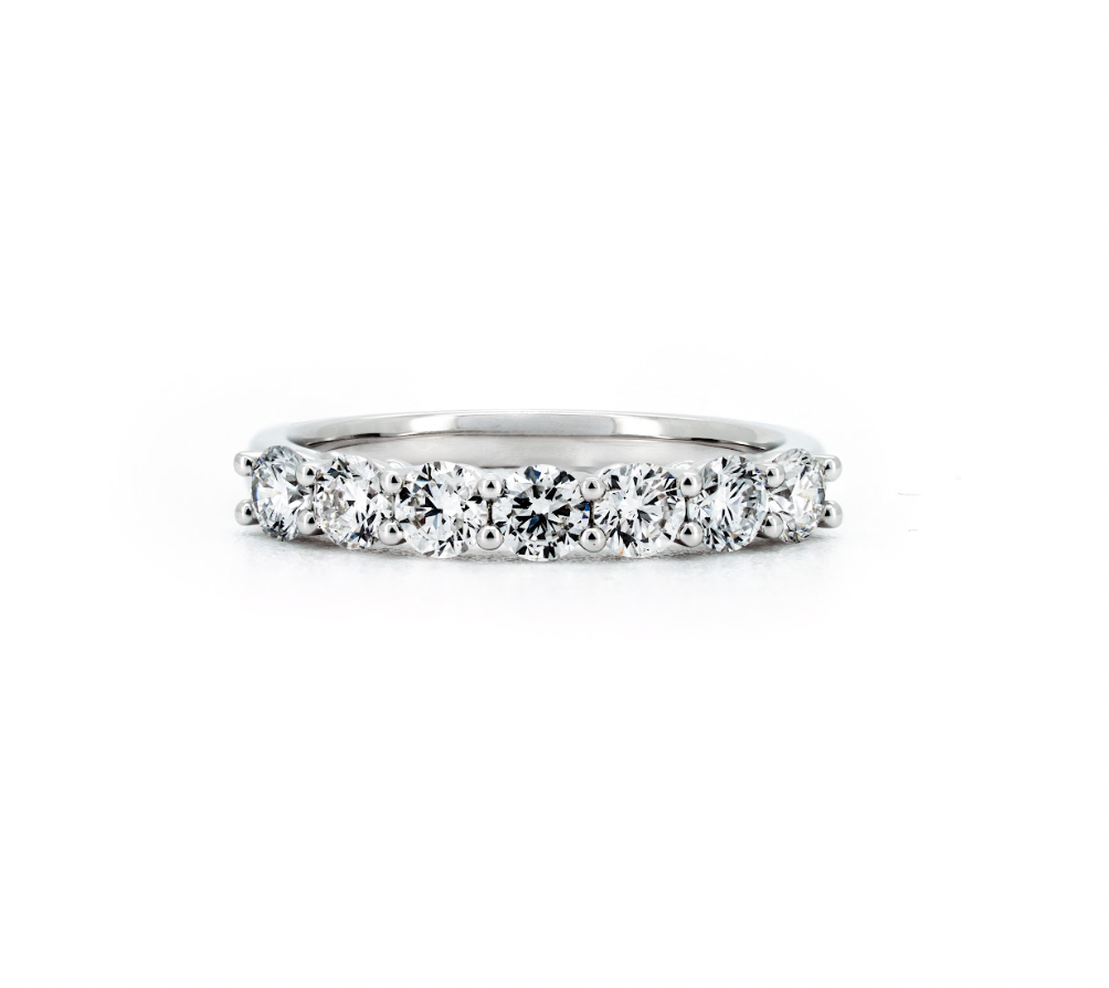 Half pave ring 2.2mm in white gold