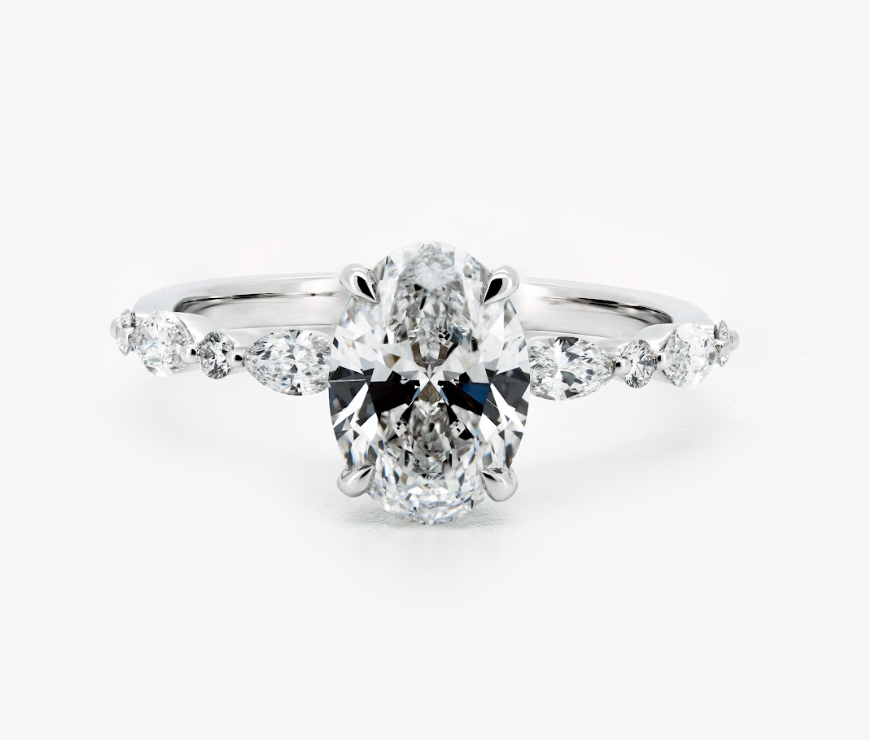Harmony pave ring OV 1.58 D VVS2 IGI in white gold
