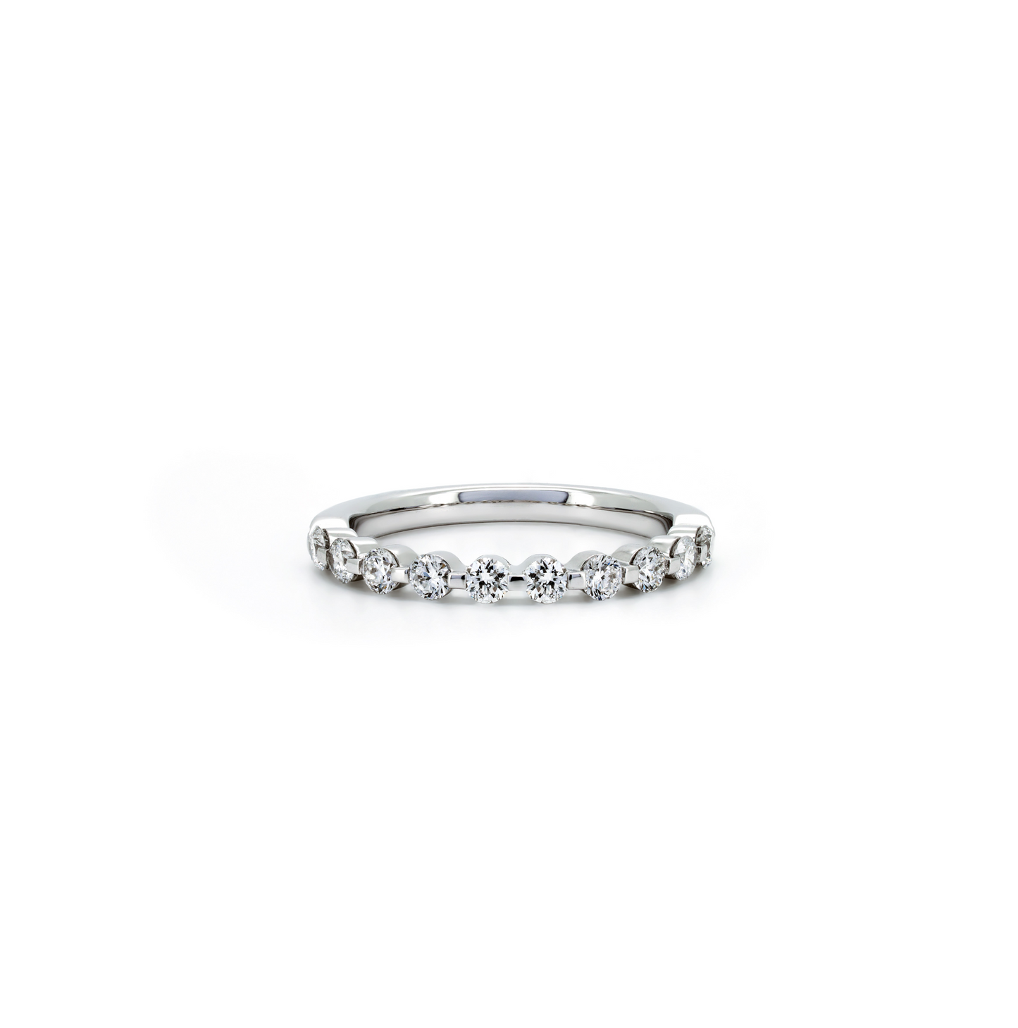 Floating pave ring 3mm in white gold