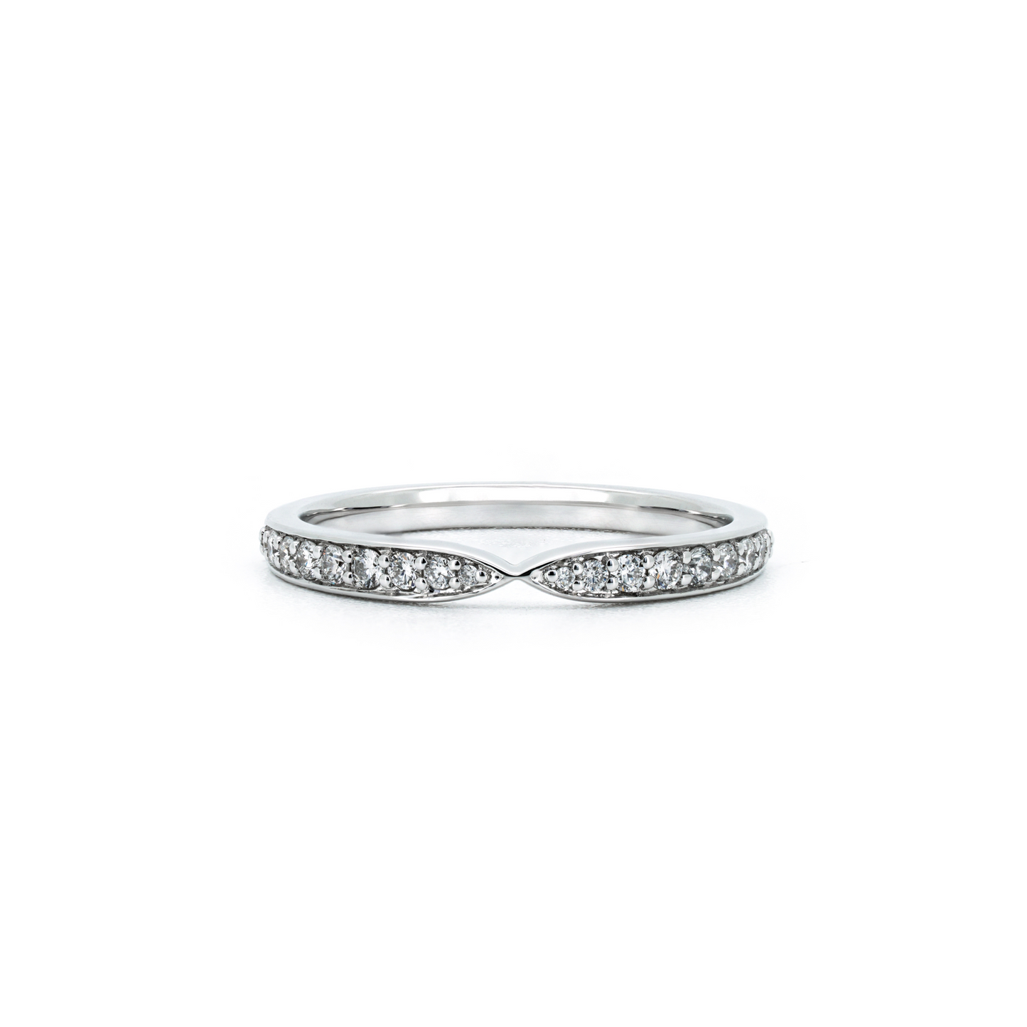Bow pave ring in white gold