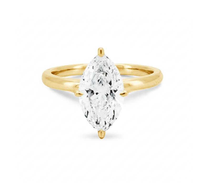 Classic high setting ring MA 1.59 D VVS1 IGI in yellow gold
