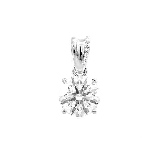 Milgrain hanging pendant RD 1.2 E VVS1 IGI in white gold