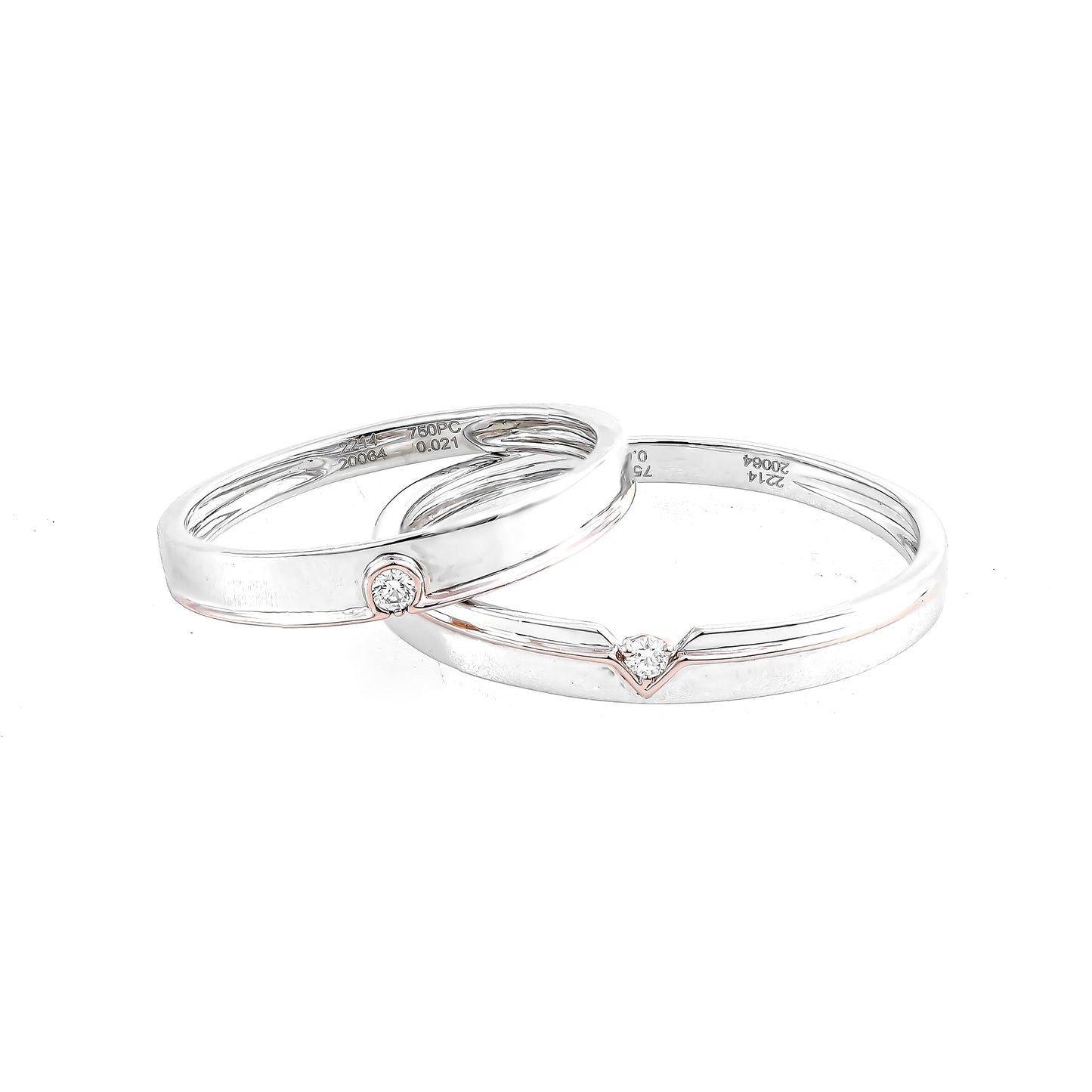 Ring set C: rose bezel with 1 eye in mix color gold