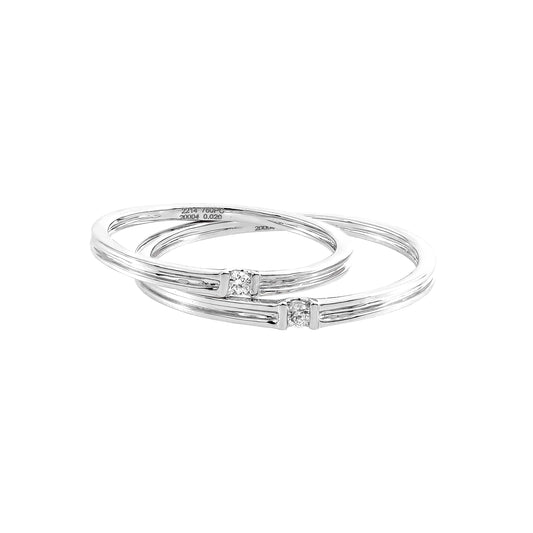Ring set A: 1 eye 1 line in white gold