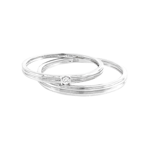 Ring set E: 2 lines in white gold