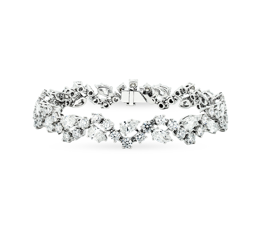 Vine cluster bracelet in white gold