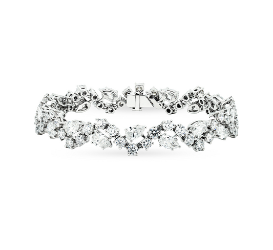 Vine cluster bracelet in white gold