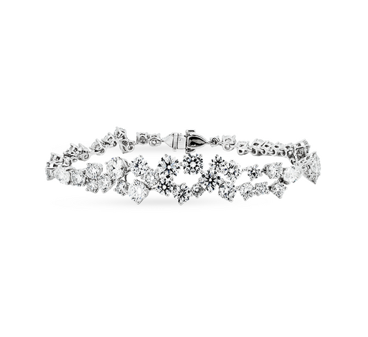 Mix cluster bracelet in white gold