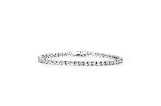 3 prong tennis bracelet 2.4mm in white gold