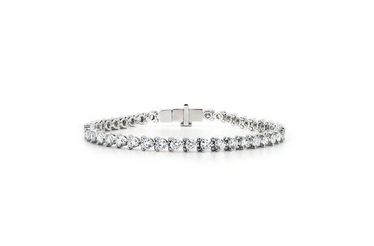 3 prong tennis bracelet 3mm in white gold