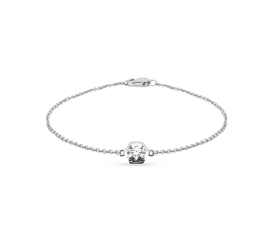 Hexagon solitare RD 0.5 D VS1 IGI bracelet in white gold