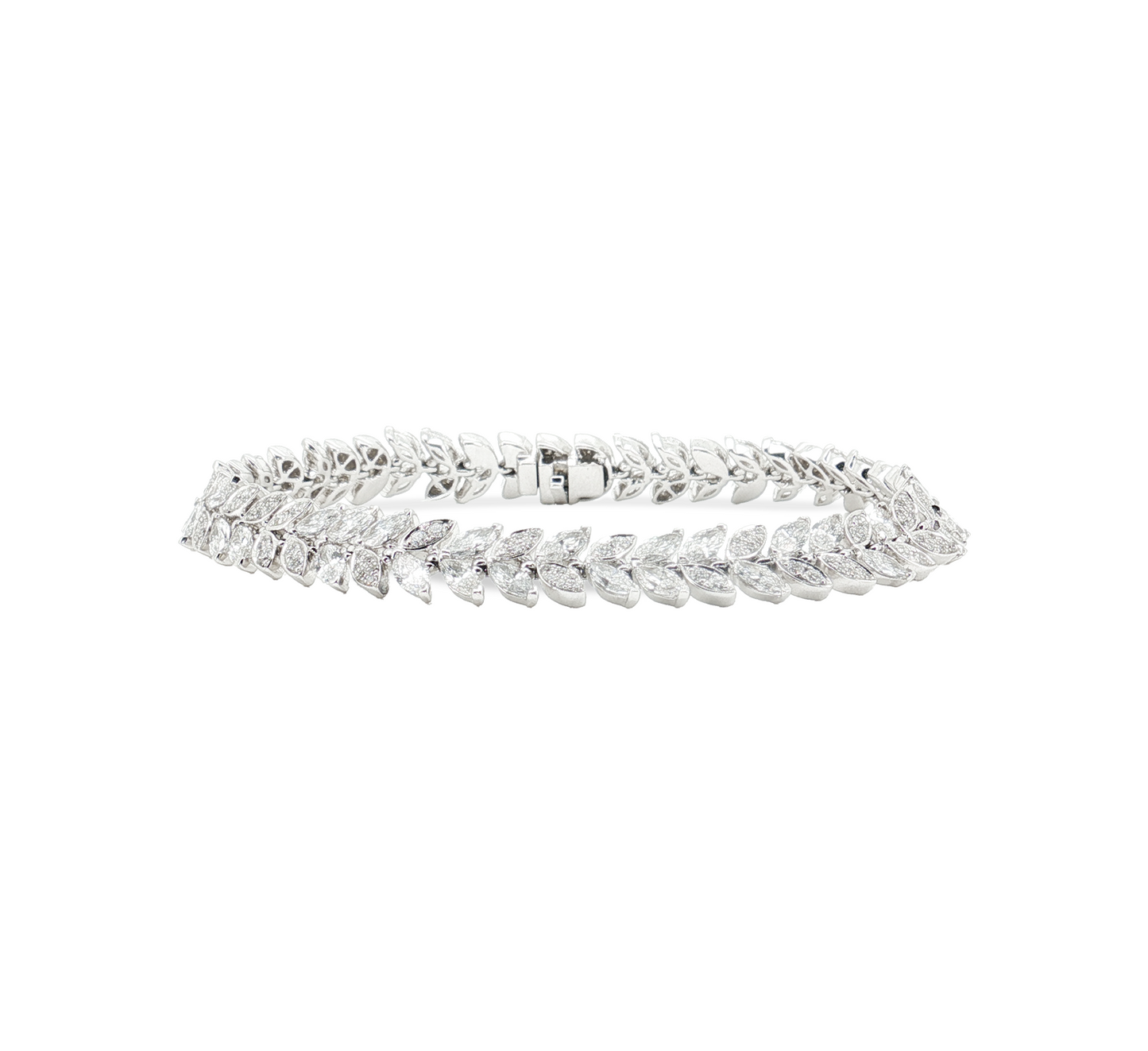 Vine tennis bracelet in white gold