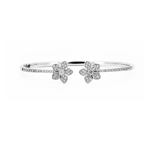 Plumeria pave bangle in white gold